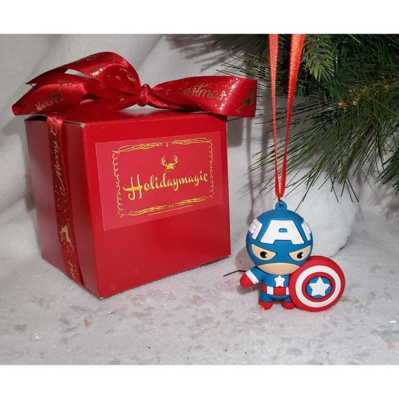 Captain America Christmas Tree Ornament - Comes in Gift Box w/ Christmas Bow - Picture 1 of 2